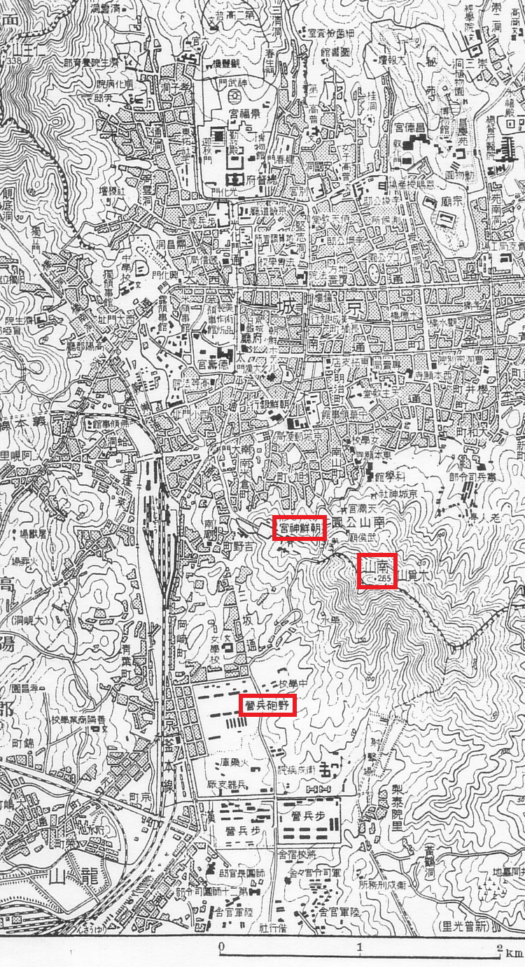 龍山 野砲兵第26連隊兵営付近の地図