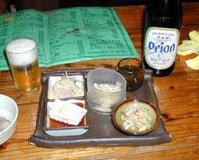 琉球料理5品セットとオリオンビール