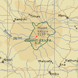 ケニア山周辺の地図